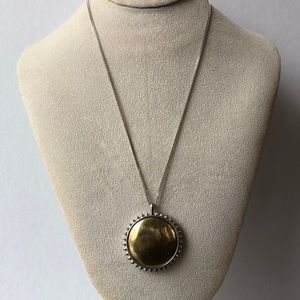 Lucky Brand Gold / Mother of Pearl Sun Pendant XLong Necklace